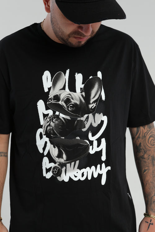 Camiseta Negra Bulldog Dividido